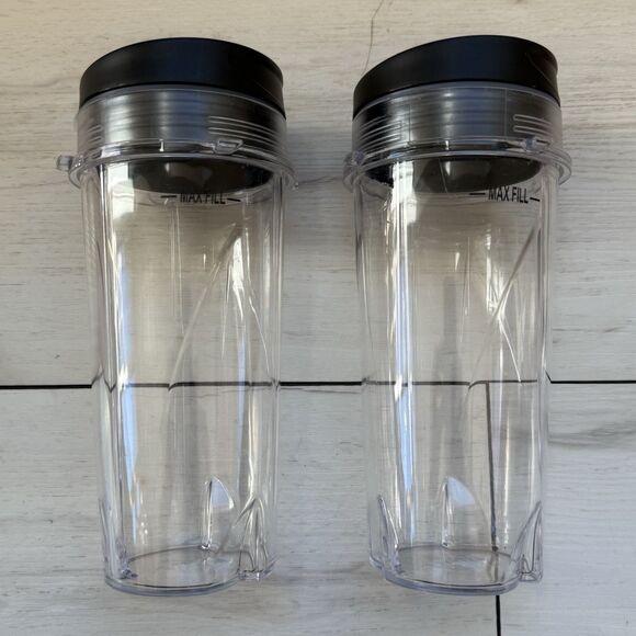 2-Genuine Ninja Mixer Blender Cups Tumbler W/ Sippy Lid 16Oz To Go Drinkng Cups - Picture 1 of 4